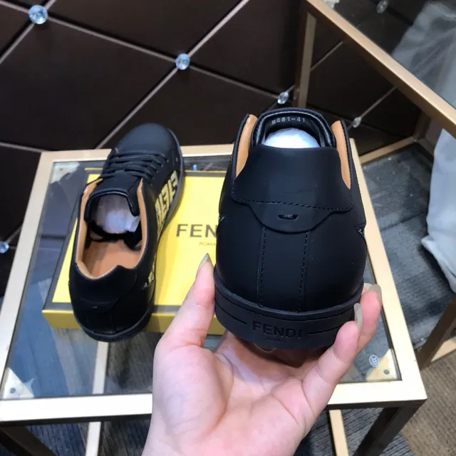 Fendi Black Beige Low-Top Leather Upper Lifestyle Sneakers 5
