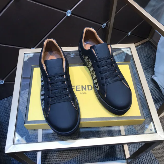 Fendi Black Beige Low-Top Leather Upper Lifestyle Sneakers 6