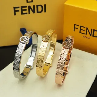فيندي FF Monogram بيسل ذهبي فضي محفور دائري لوجو إغلاق