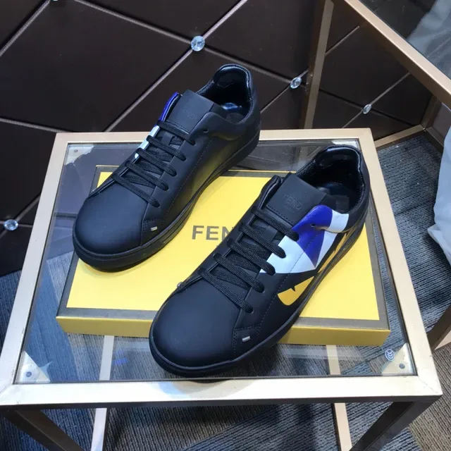Fendi FF Monster জ্যামিতিক প্রিন্ট কালো লাইফস্টাইল স্নিকার্স 8