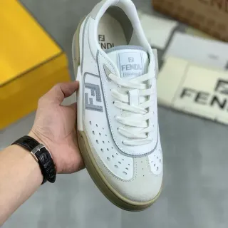 Fendi FF Sneaker White Beige Perforated Leather Lifestyle Sneaker — Fendi Lifestyle Sneakers photo from the Yupoo catalog