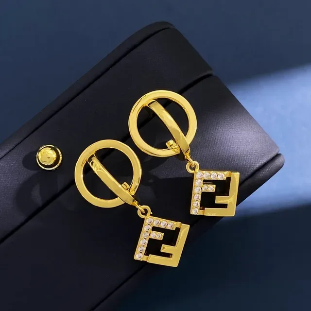 Fendi Dourado Interlocking FF Logo Pavé Cristal Joias 6