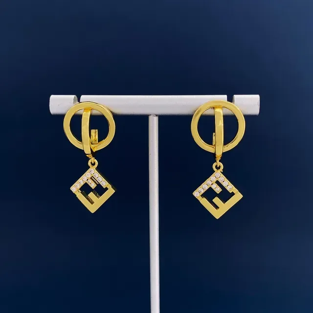 Fendi Dourado Interlocking FF Logo Pavé Cristal Joias 9