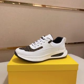 Fendi Runner Blanc et Marron Monogram Sneakers Chunky