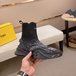 Fendi Speed Trainer 黑色斑点针织袜套式厚底运动鞋