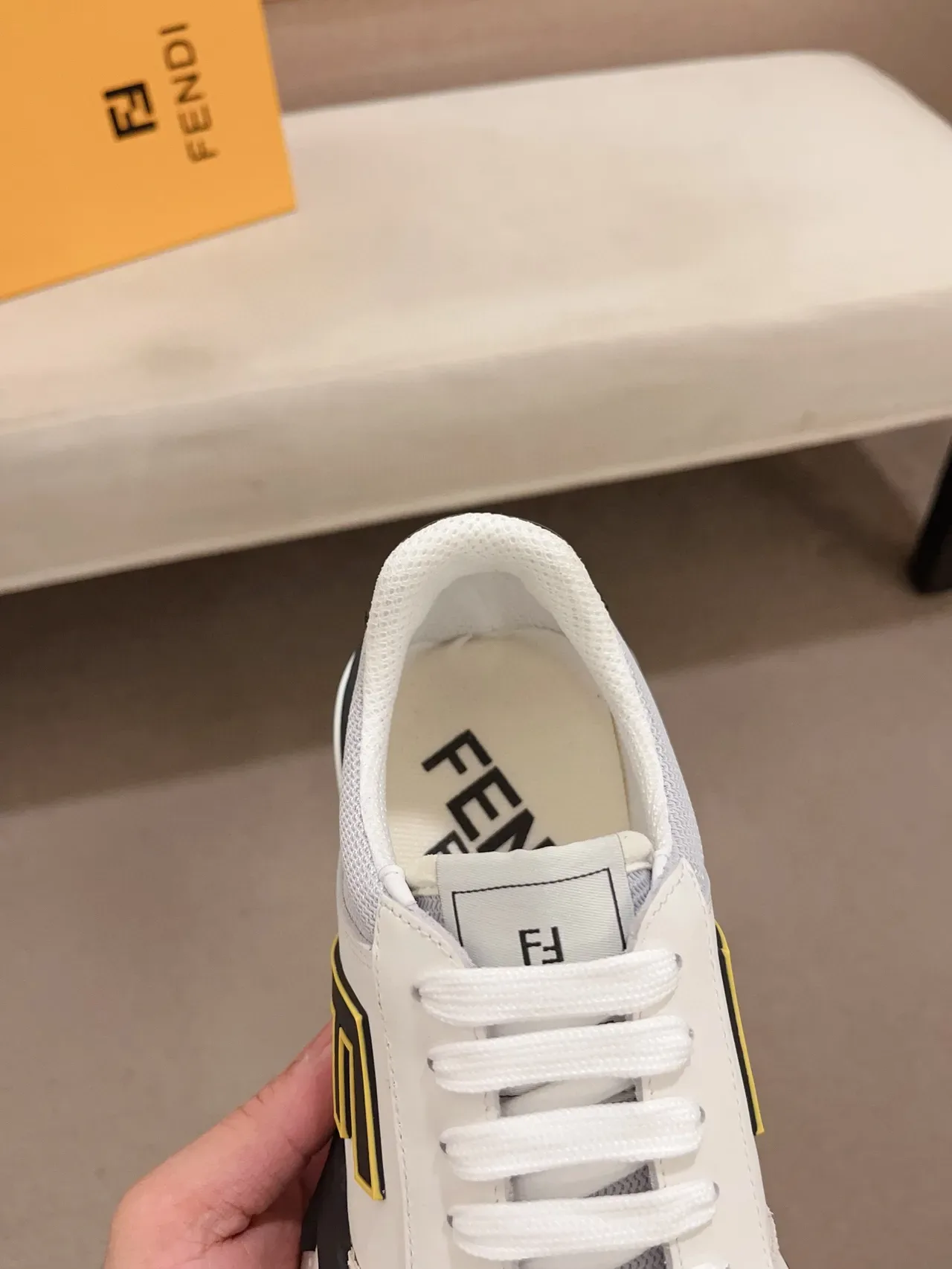 Fendi Blanc Noir Oversized Logo Sculpted Midsole Lifestyle Sneakers 9