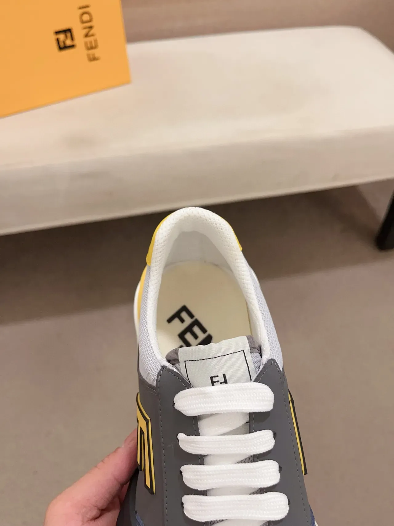 Fendi Blanc Noir Oversized Logo Sculpted Midsole Lifestyle Sneakers 10