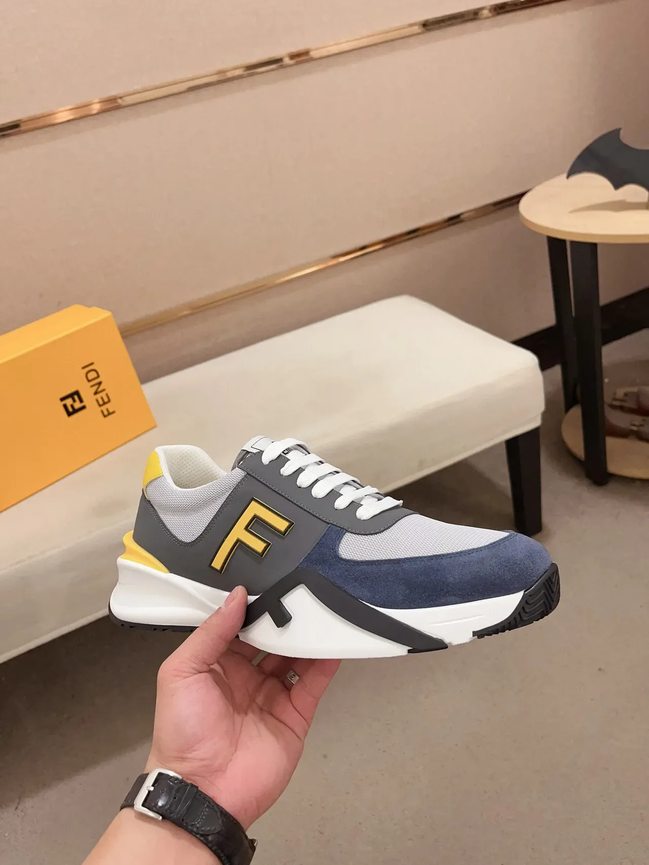 Fendi Blanc Noir Oversized Logo Sculpted Midsole Lifestyle Sneakers 13