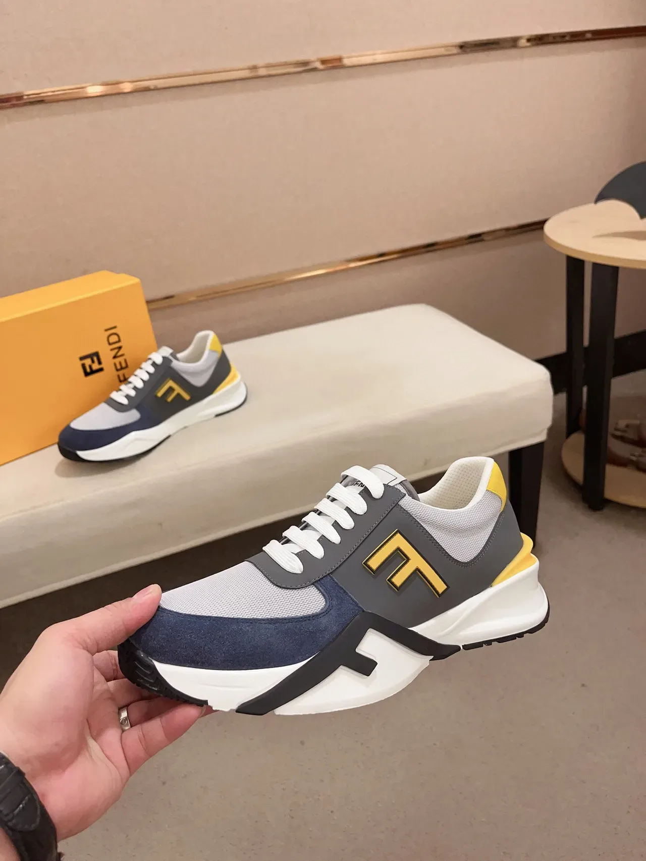 Fendi Blanc Noir Oversized Logo Sculpted Midsole Lifestyle Sneakers 15