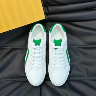 Fendi Tênis Lifestyle Branco e Verde Low-Top de Couro Superior