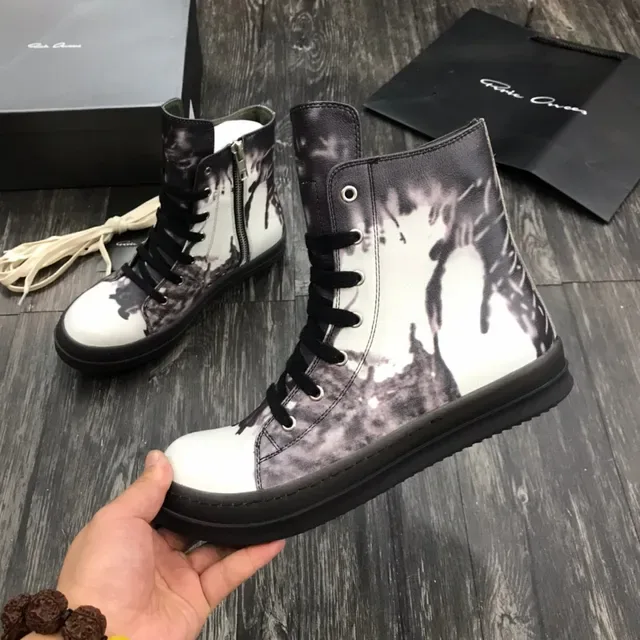 抽象墨渍印花高帮厚底靴 4
