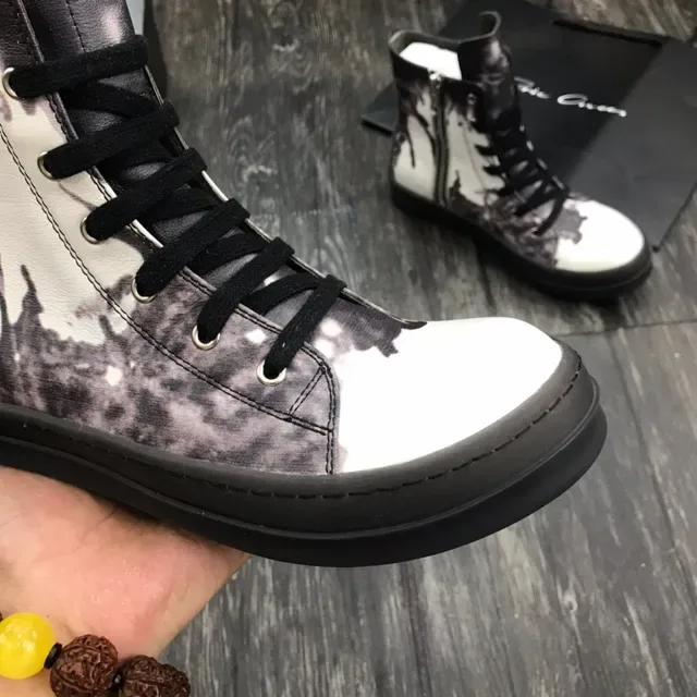 抽象墨渍印花高帮厚底靴 6