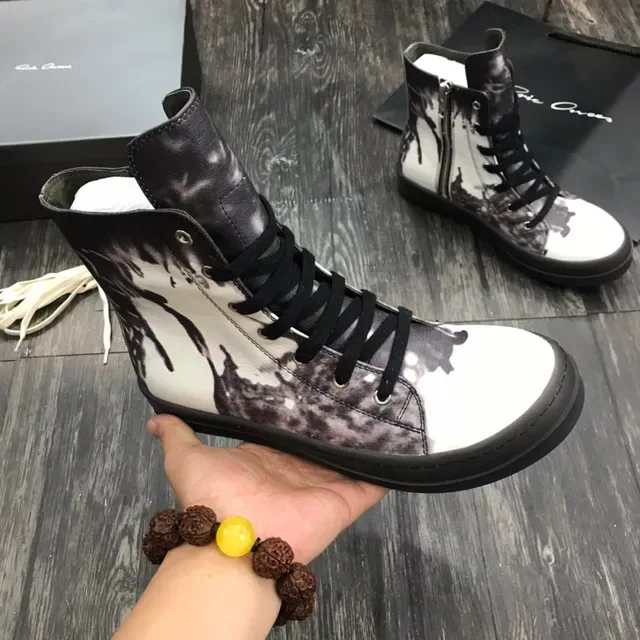 抽象墨渍印花高帮厚底靴 7