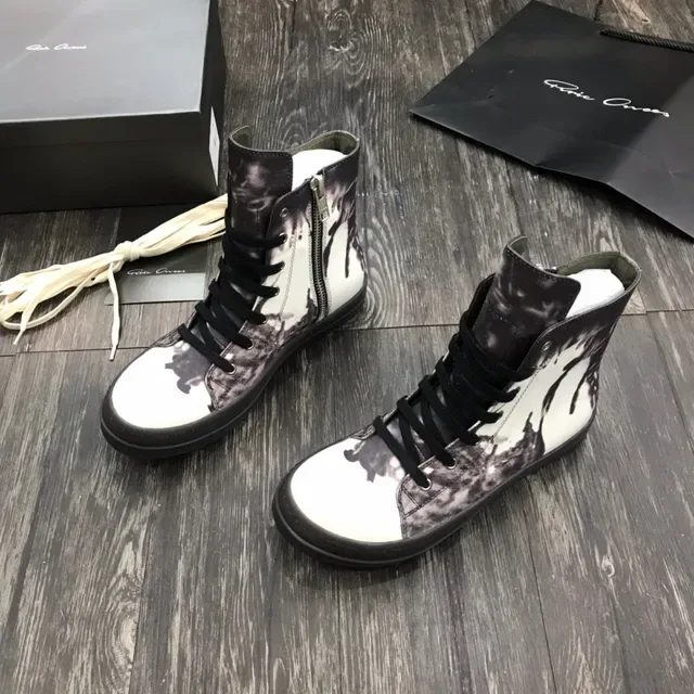 抽象墨渍印花高帮厚底靴 8