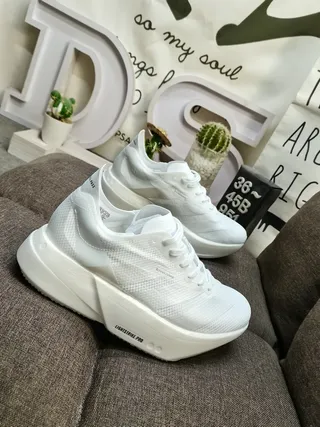 All-White Mesh Upper Platform Sole Lifestyle Sneakers 9