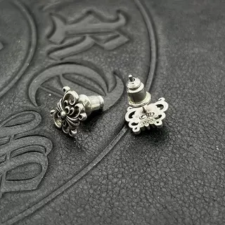 Antiqued Silver Floral Scroll Stud Earrings 5