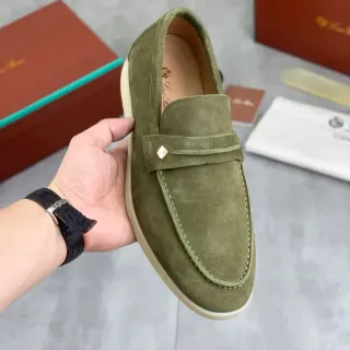 Army Green Beige Suede Upper Penny Strap Loafer