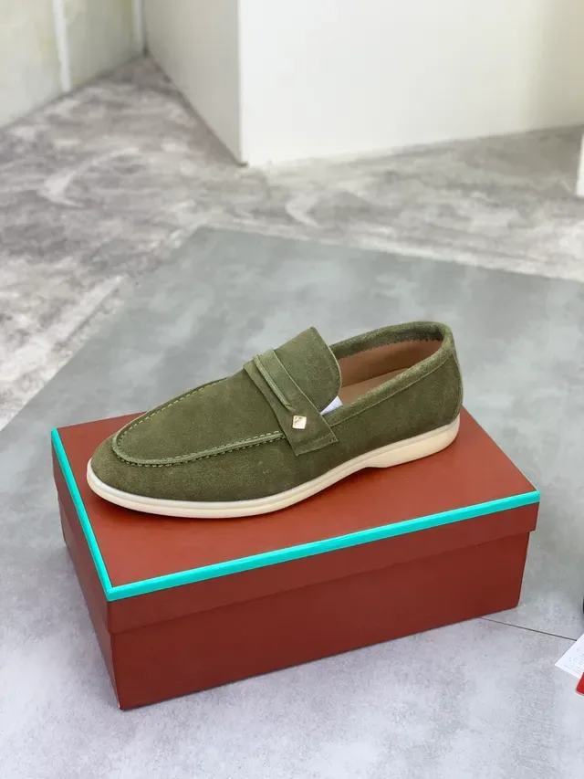 Army Green Beige Suede Upper Penny Strap Loafer 4
