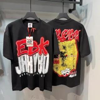 ASALI JEAN CO Camiseta oversized com estampa gráfica frente e verso