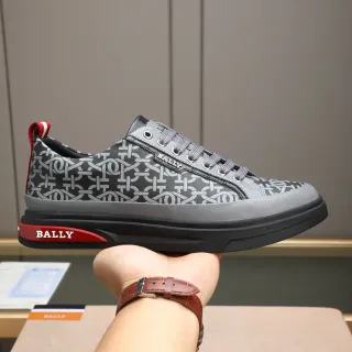 Bally مونوغرام-مطبوع رمادي وأسود أحذية رياضية أسلوب حياة