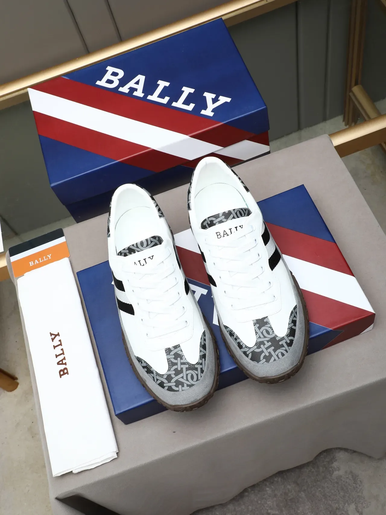 Bally White Black Low-Top Mixed-Material Upper Lifestyle Sneakers 2