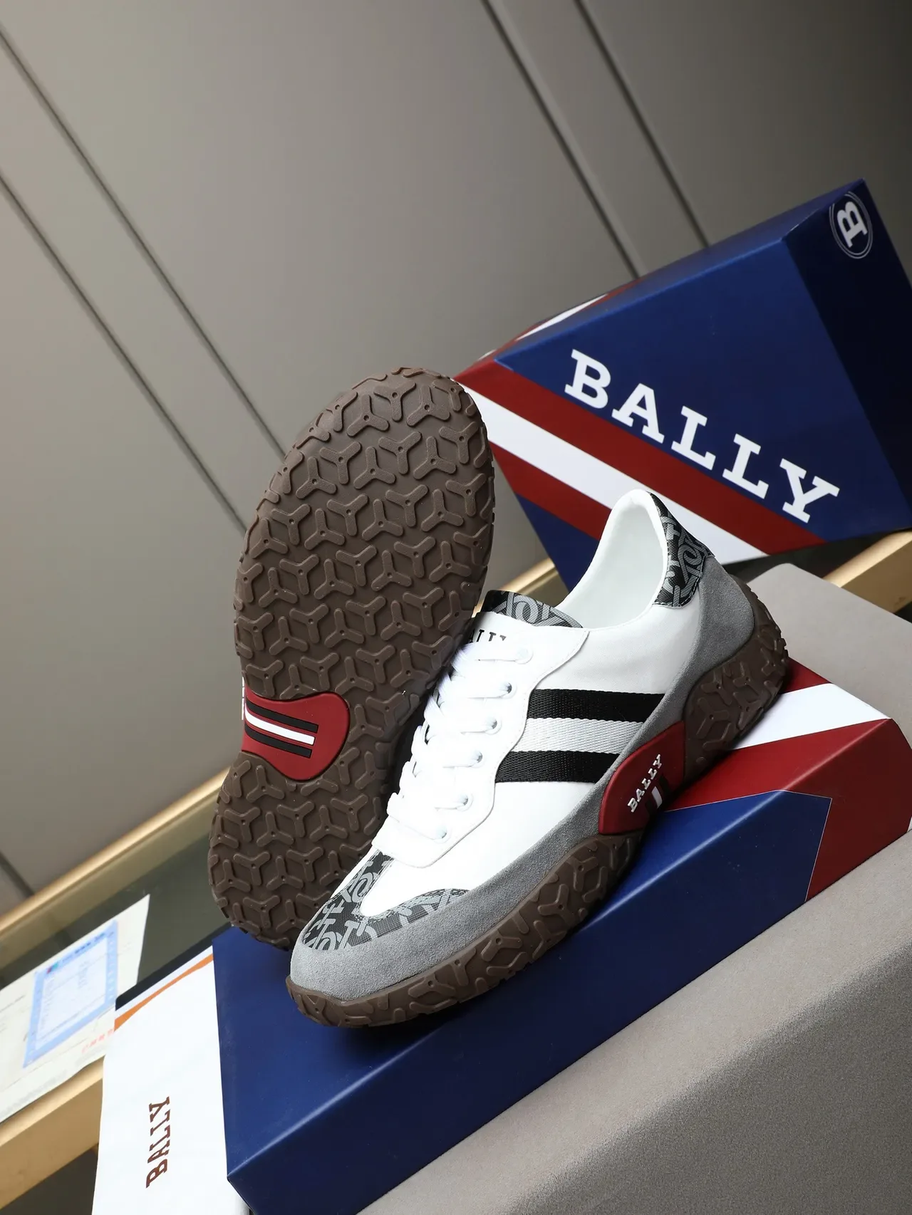 Bally White Black Low-Top Mixed-Material Upper Lifestyle Sneakers 4