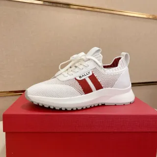 BALLY أبيض أحمر شبكة علوية شريط لمسة أسلوب حياة