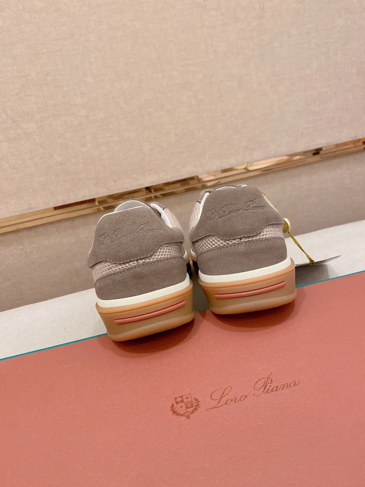 Beige and Gray Mesh-Suede Low-Top Lifestyle Sneaker 3