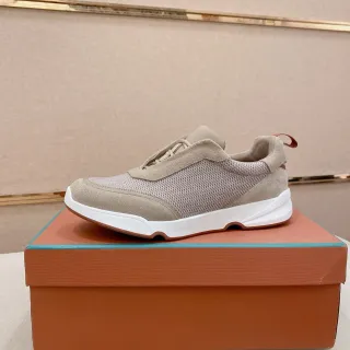 Beige and White Mesh-Suede Chunky Sneaker