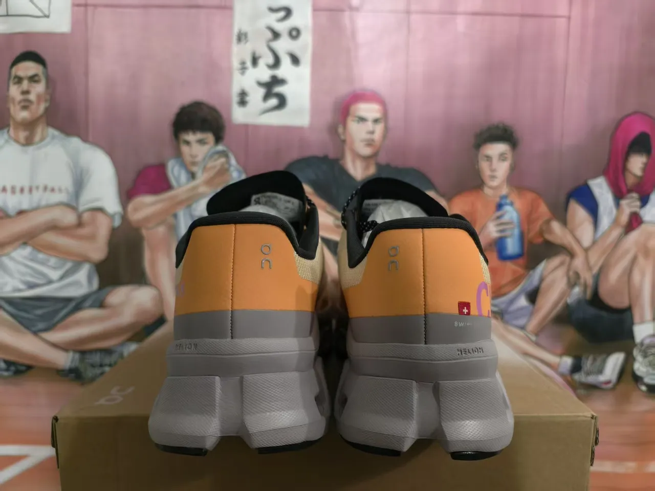 Beige Orange Sculpted Perforated Midsole Breathable Mesh Upper Chunky Sneakers 2
