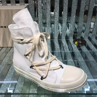 Beige White High-Top Canvas Upper Sneakers