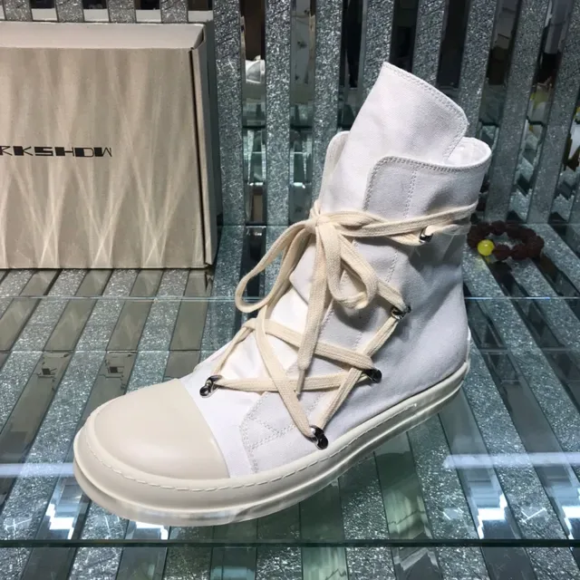 Beige White High-Top Canvas Upper Sneakers 4