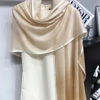 Beige White Lightweight Woven Graduated Shawl