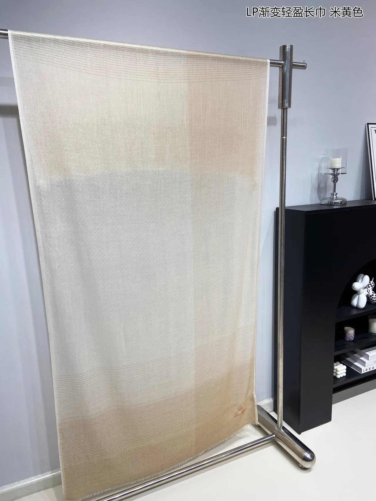 Beige White Lightweight Woven Graduated Shawl 4