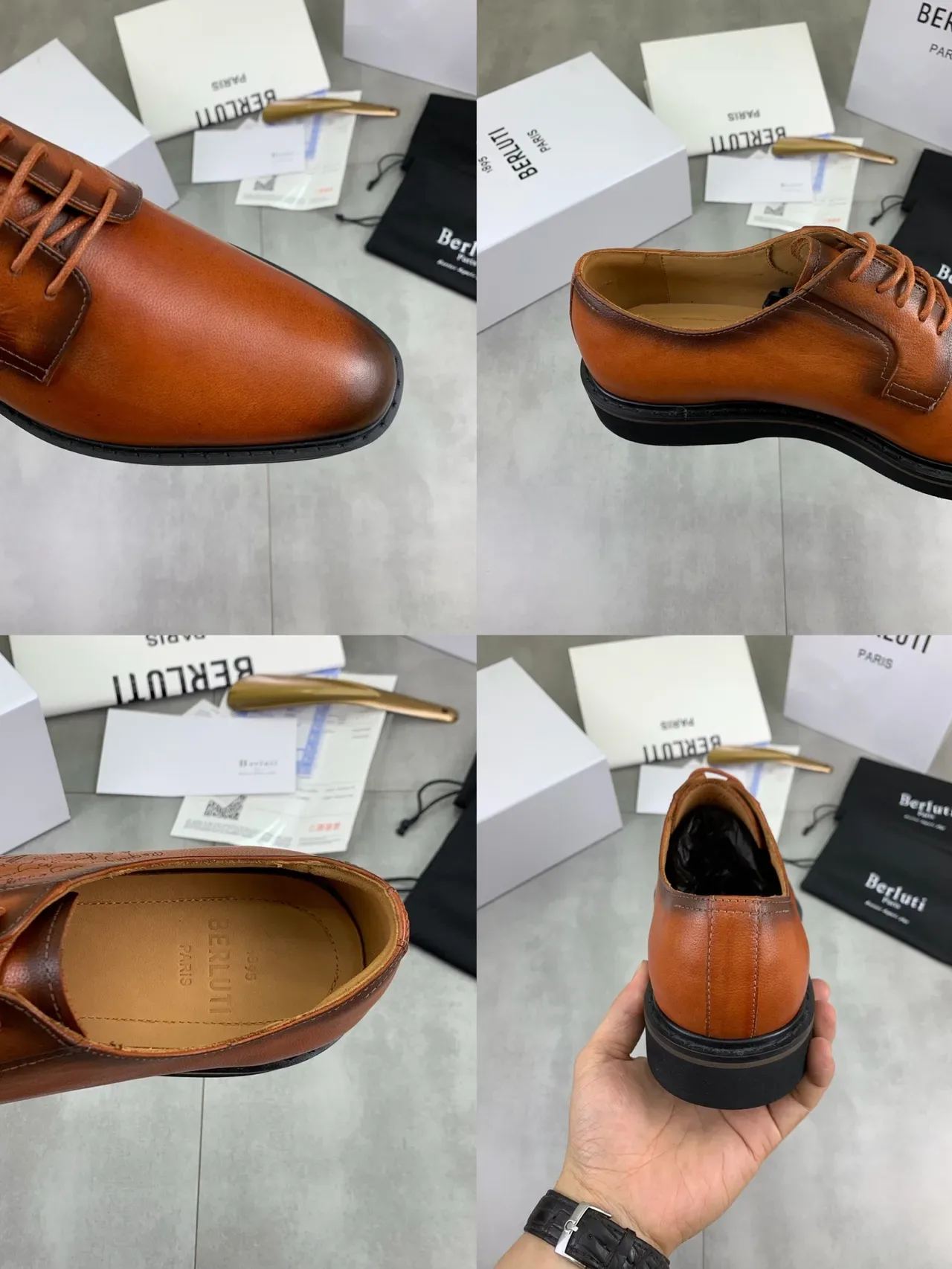 BERLUTI कॉग्नैक कैप टू ऑक्सफोर्ड जूते 3