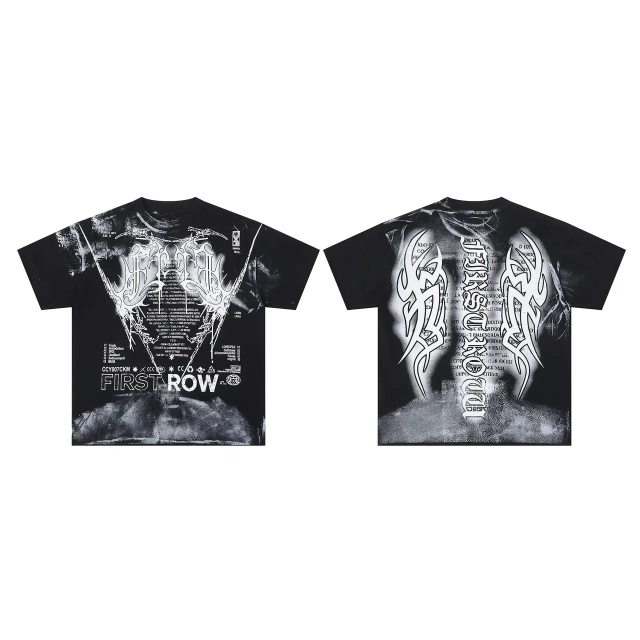 Black and White Distressed Graphic Oversized T-Shirt 2