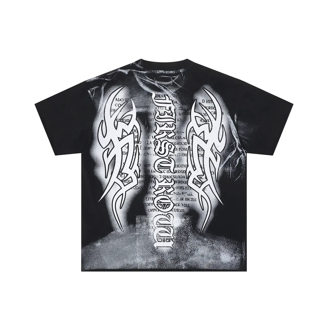 Black and White Distressed Graphic Oversized T-Shirt 3