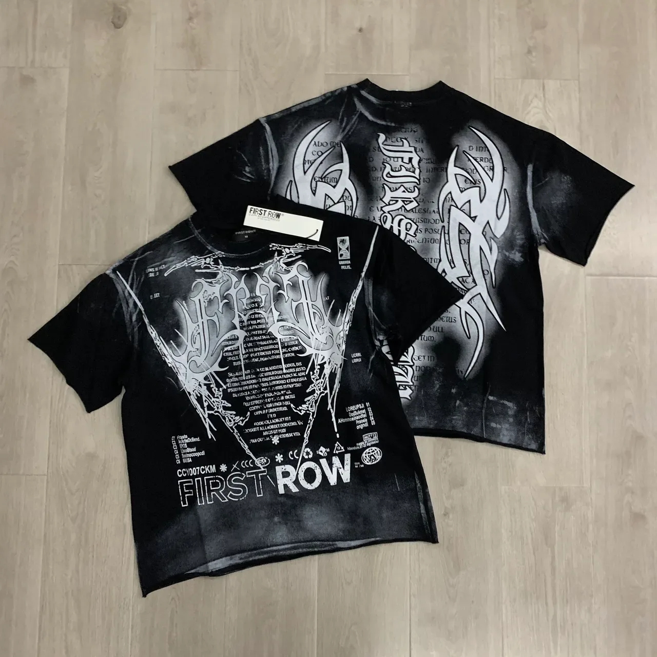 Black and White Distressed Graphic Oversized T-Shirt 4