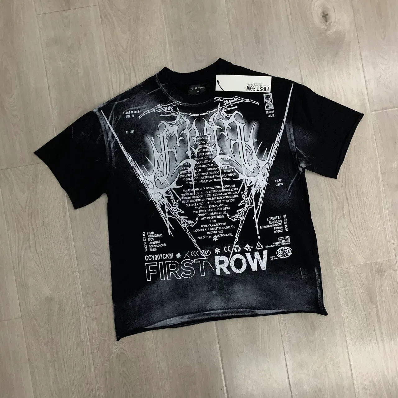 Black and White Distressed Graphic Oversized T-Shirt 5