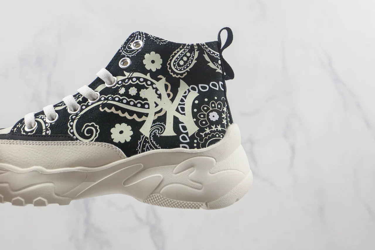 Black and White Paisley Bandana High-Top Chunky Sneaker 7