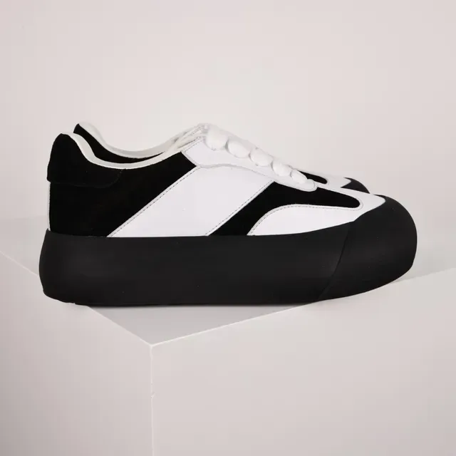 Black and White Panelled Platform Lifestyle Sneakers 3