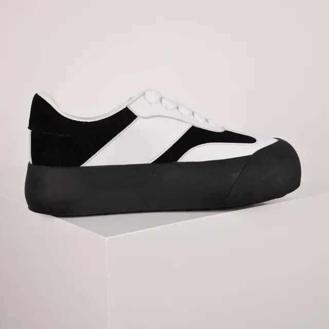 Black and White Panelled Platform Lifestyle Sneakers 7
