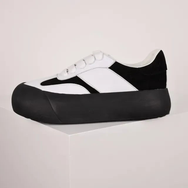 Black and White Panelled Platform Lifestyle Sneakers 9