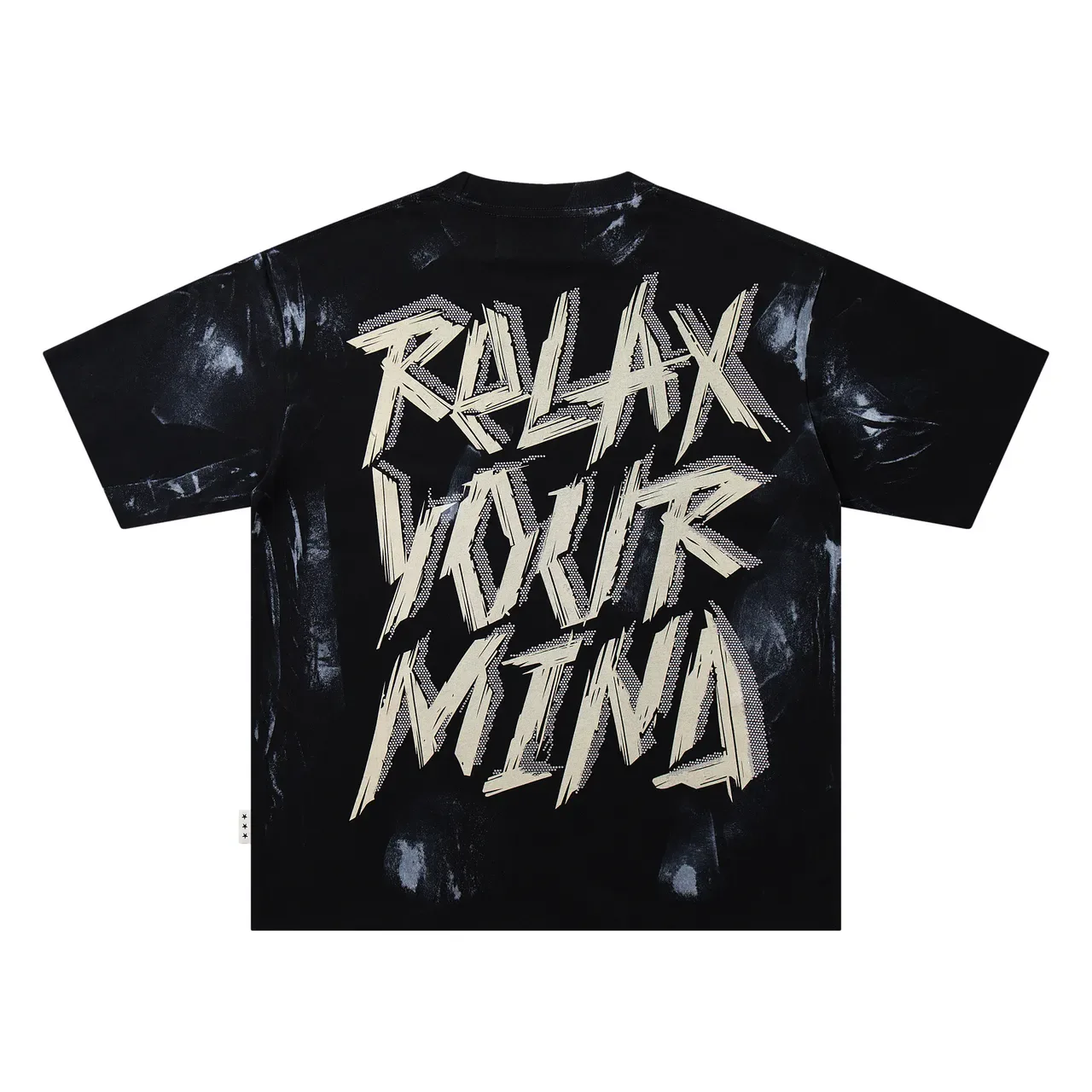 Black Beige Oversized Fit Graphic-Print Front And Back T-Shirt 4