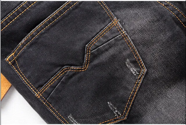 Black Brown Dark Washed Distressed Jeans 5