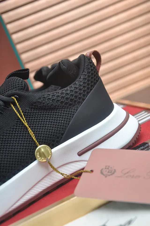 Black Brown Knit Upper White Midsole Sneakers 2