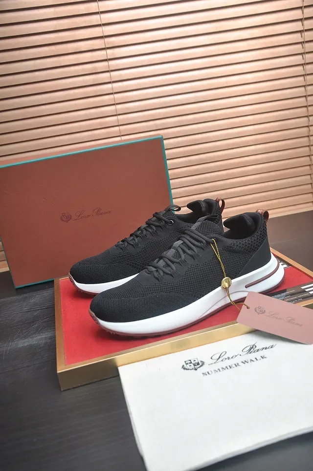 Black Brown Knit Upper White Midsole Sneakers 4