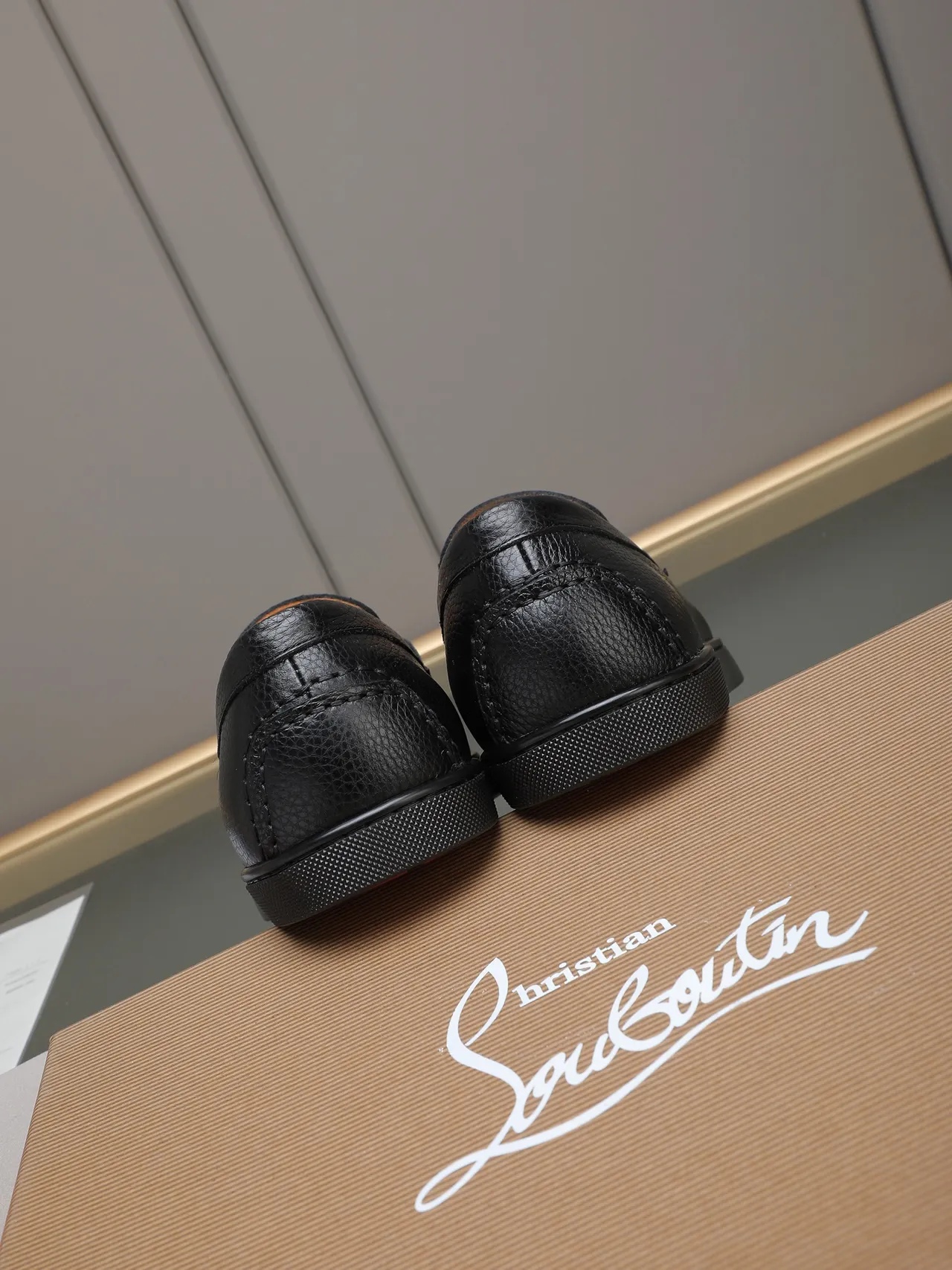 Black Brown Pebbled Leather Penny Strap Loafer 4