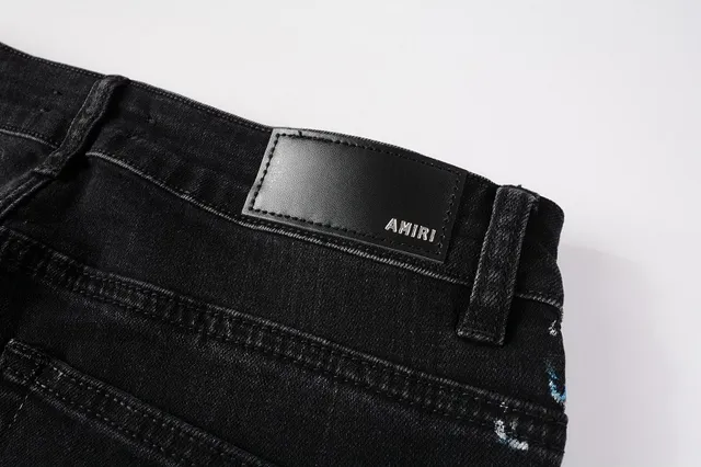 Pantalones Vaqueros Negros Distressed con Bordados Florales Slim-Fit 14