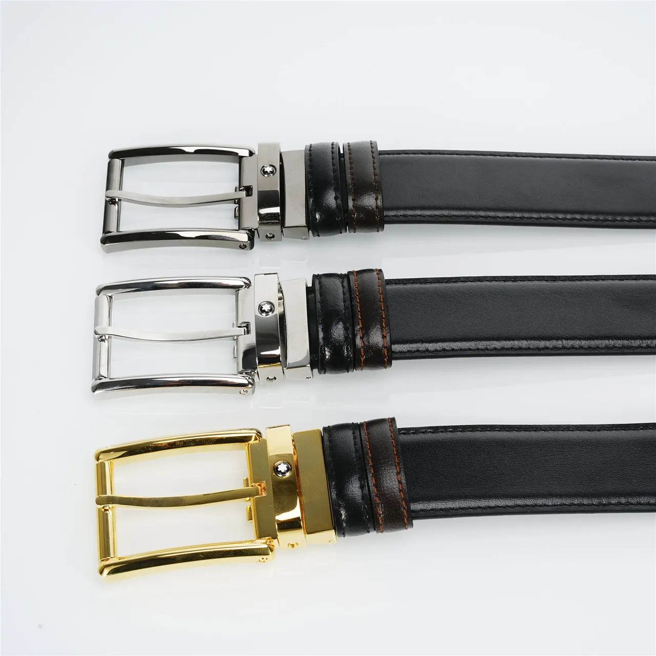 Black Gold ceinture en cuir avec boucle lisse rectangulaire 2